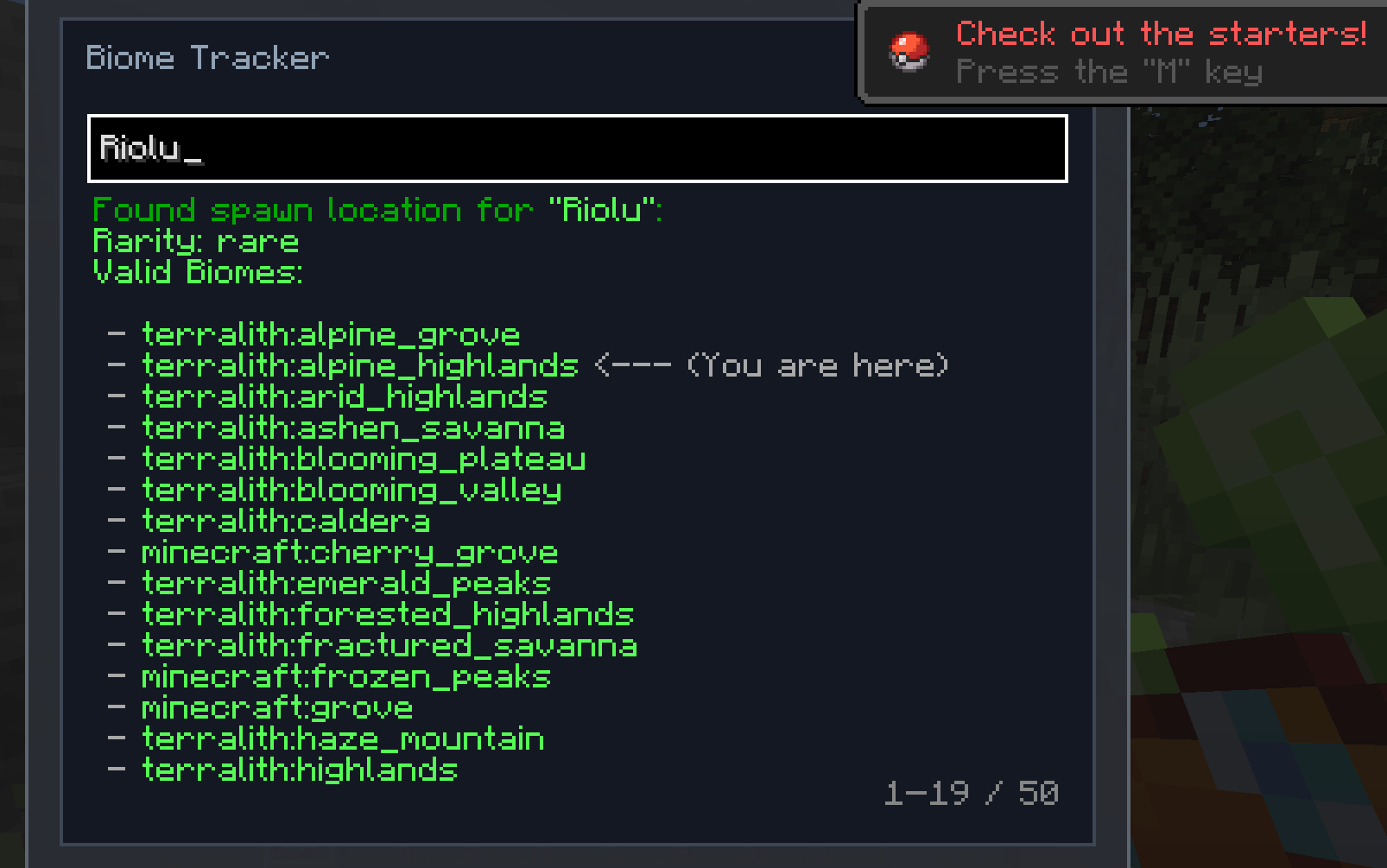 Biome Tracker Menu