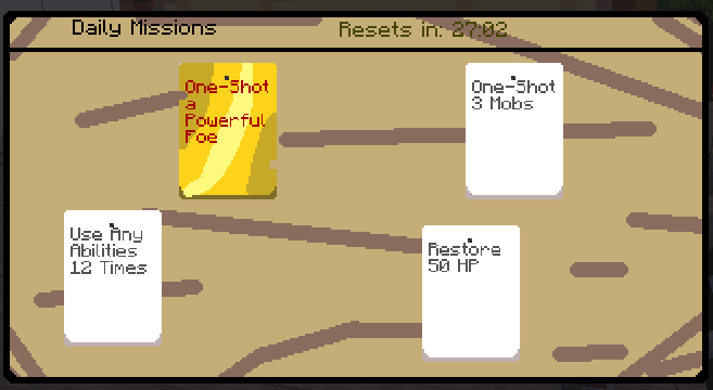 How the board looks and a example of quests and the note look