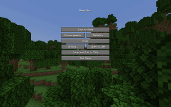 Screenshot of the pause menu ingame
