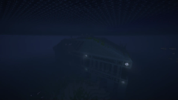 A screenshot of a ocean monument using rethinking voxels