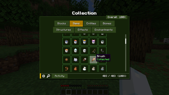 Items Tab for collecting items