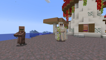 Mushroom Village with noseless Villager and Iron Golem