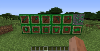 Screenshot of the emerald tools and blocks.