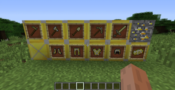 Screenshot of the reinforced gold items and blocks.