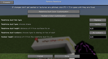In-game customization options screen
