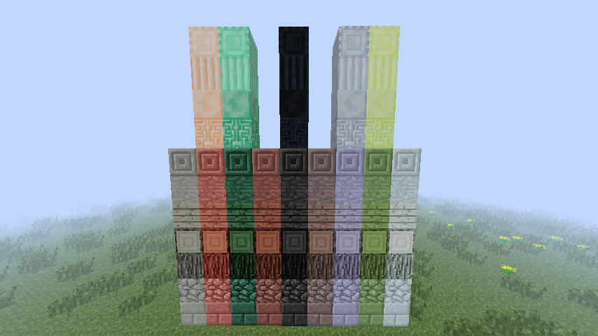 Most of the blocks added by this mod. Somewhat outdated picture.