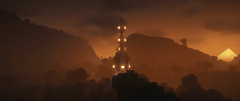 Ligthning rod tower in natural generation (Screenshot taken with BSL shaders)