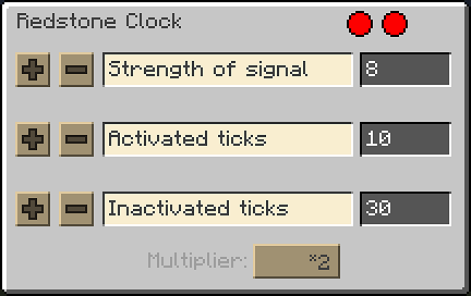 Configuration Menu of Redstone Clock