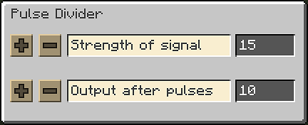 Configuration Menu of Pulse Divider