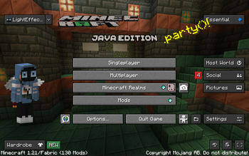 title screen with essential mod