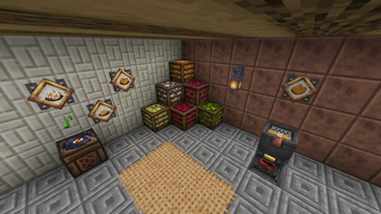 Kitchen with crates and a Jukebox