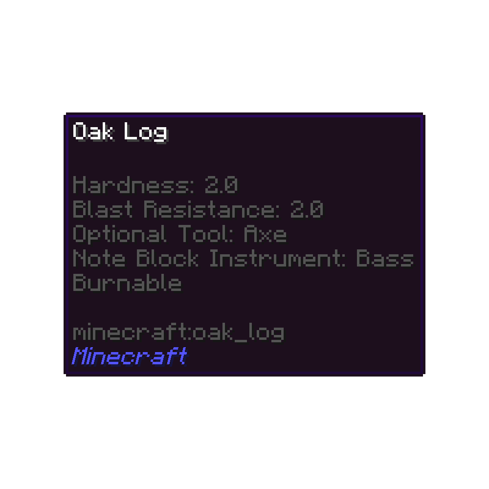 Oak Log Tooltip