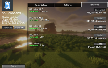 Versions Tab