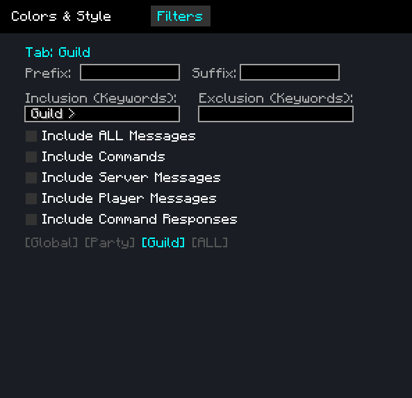 Filter Settings