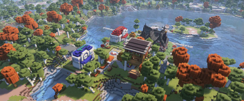 Small village on a lake