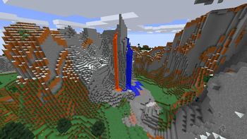 A Mountainous Region With Minecraft Recolored