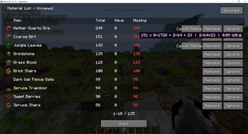 Material List Interface