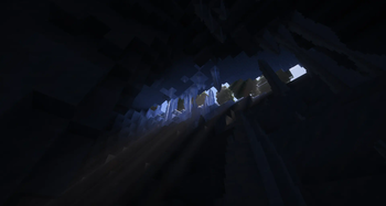 Sunlight shining through icicles