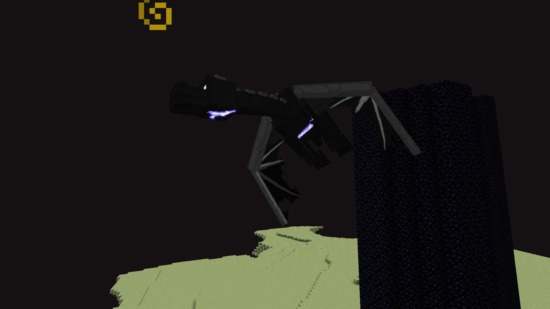 The Ender Dragon in his last phase about to die