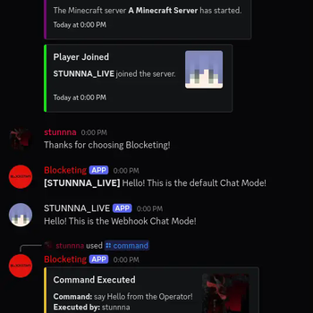Discord channel with Minecraft events