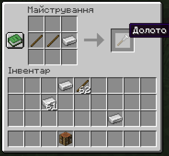 Crafting Recipe for Chisel Tool