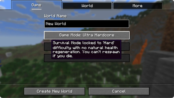 Minecraft Game Mode selector.