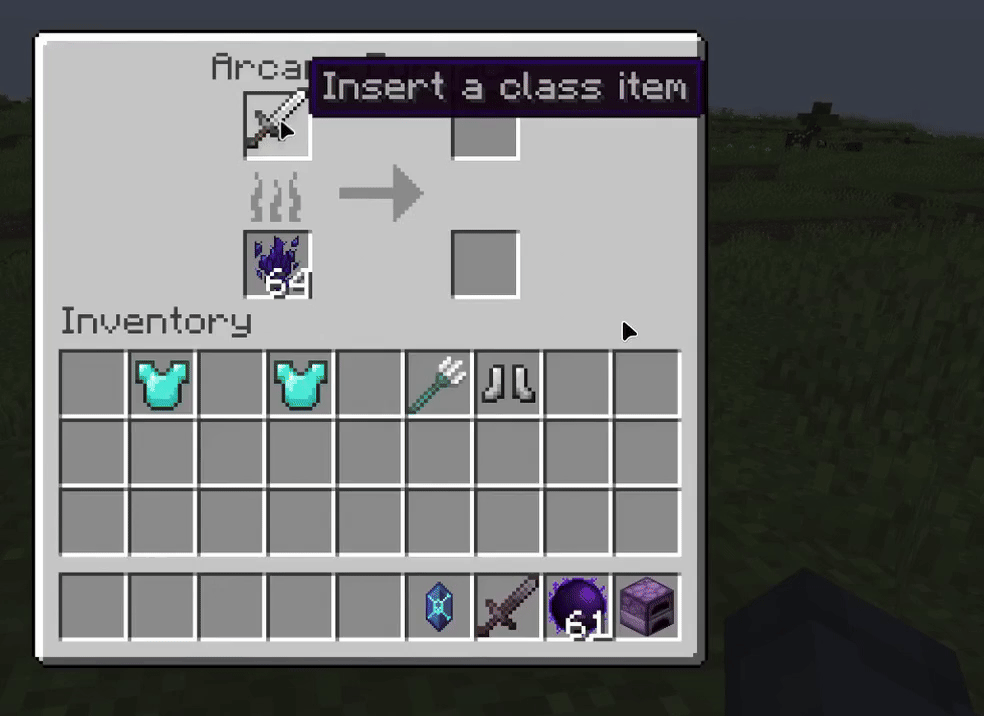 Smelting an item in the Arcane Furnace
