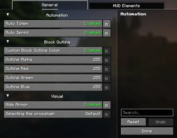 Settings screen 1