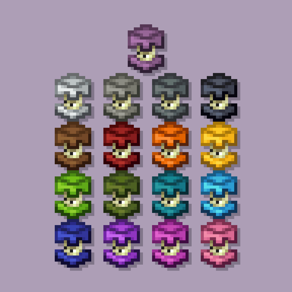 A showcase of the different shulker buddies.