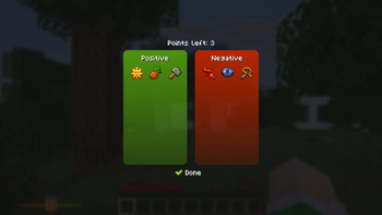 Player stat selection menu