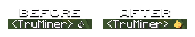 Shows the difference between Minecraft and Twemoji Visibility emojis in the Minecraft chat GUI.