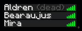 Tab list with dead player marker