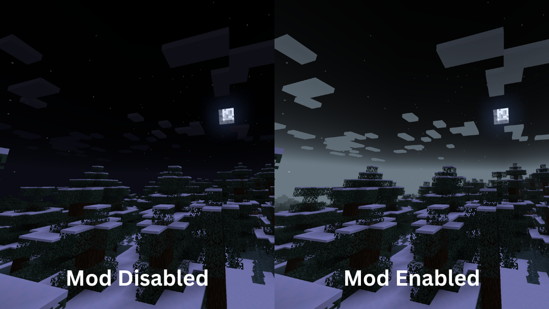 Example of biome colors. (Left: Mod disabled, Right: Mod enabled)