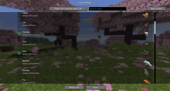 Config screen to choose what mobs are considered farm animals