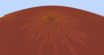 Explodee explosions are dramatically more intense at higher radii.