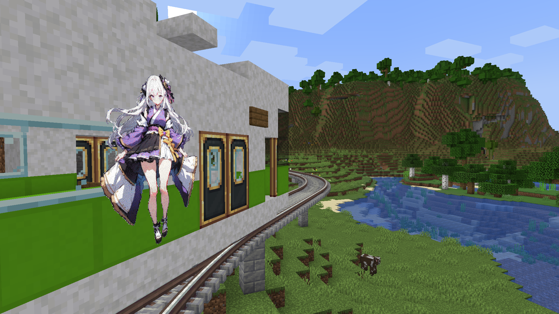 A train decorated with anime-style illustrations