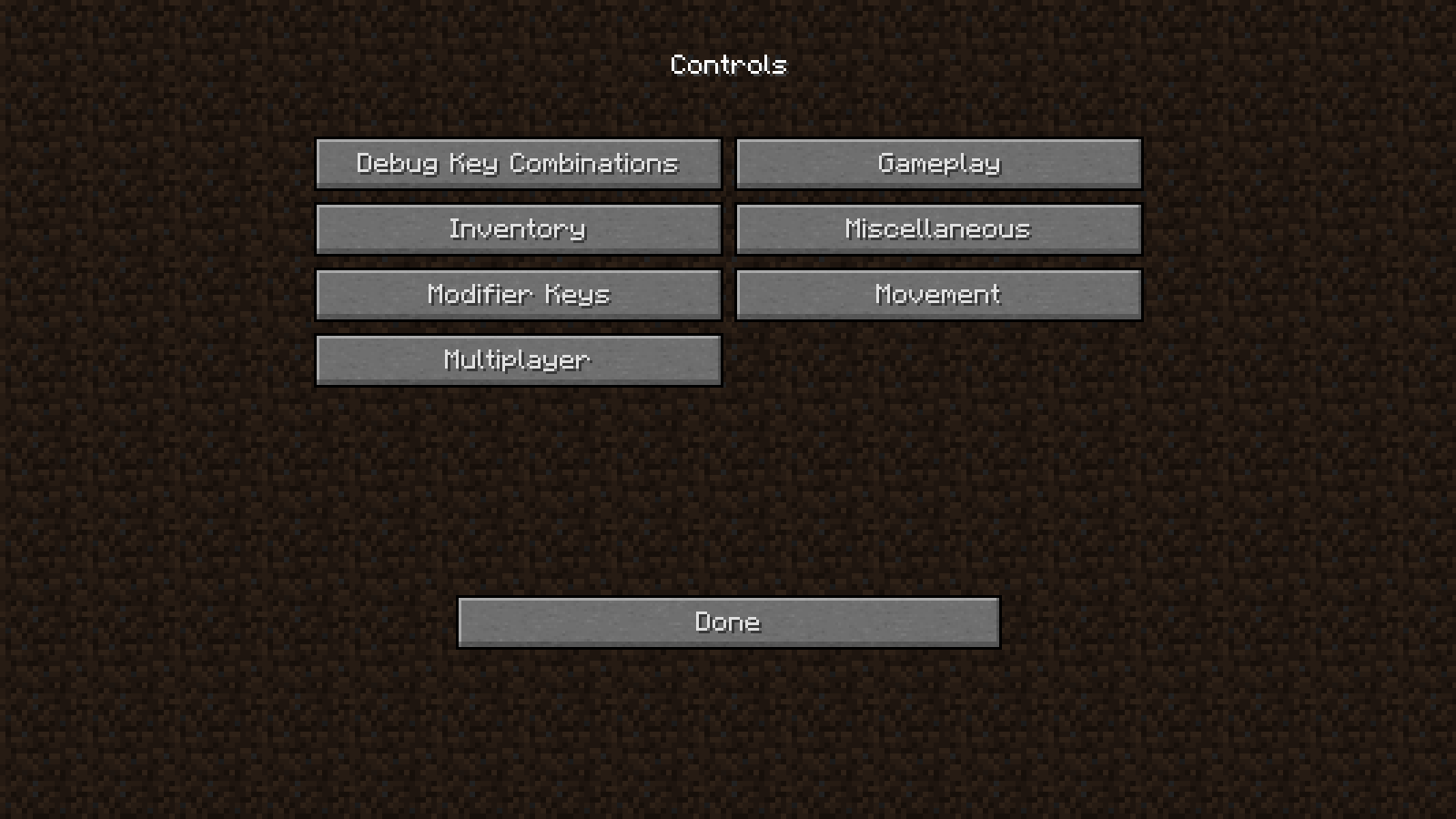 Controls Menu before 1.7