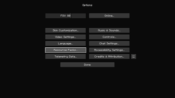 Options screen