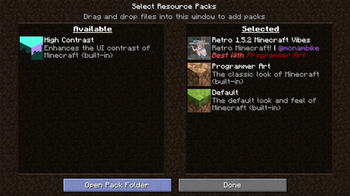 The Resource Pack Window