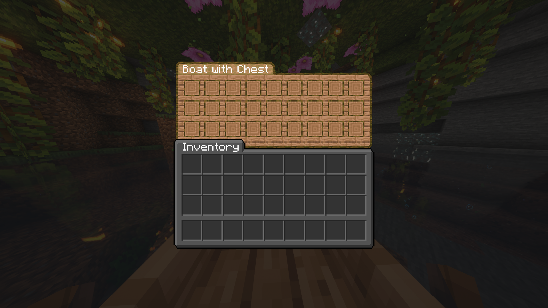 Jungle boat with chest (dark inventory)