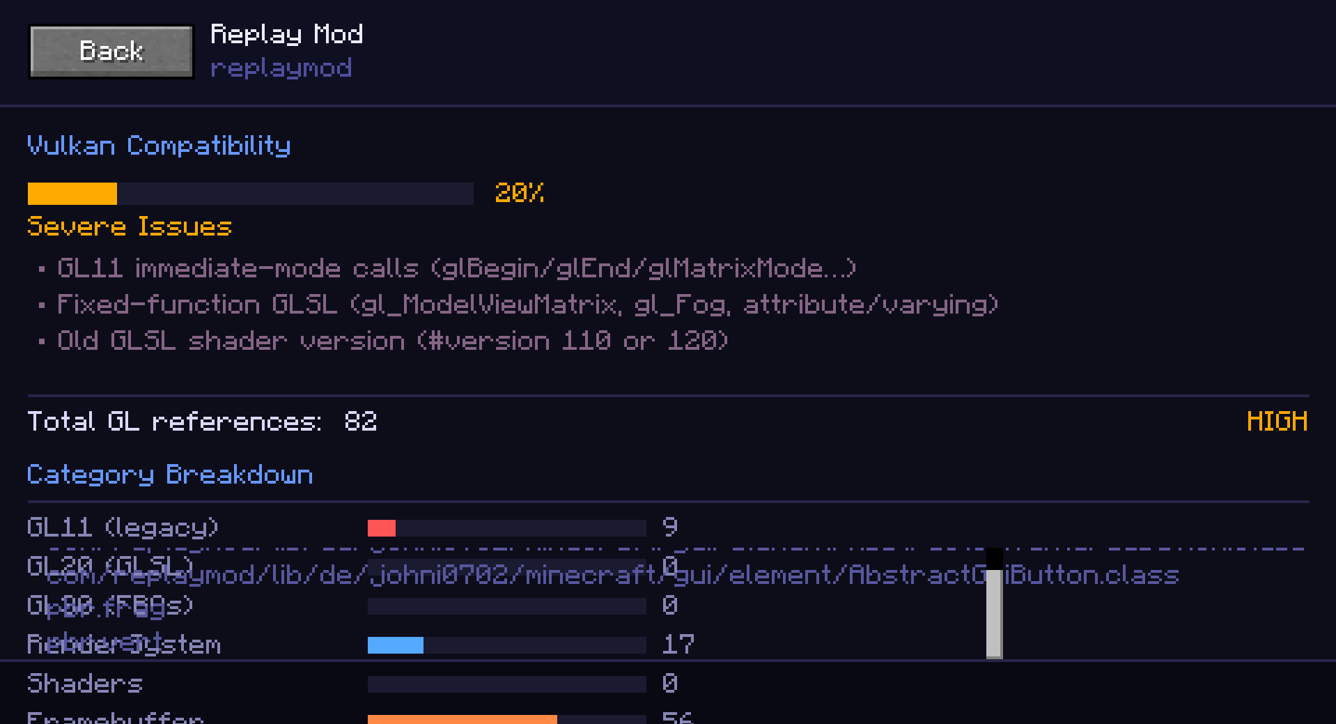 Replay Mod shown in the GUI