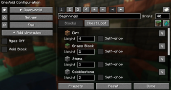 Customize your one-block experience