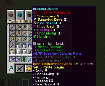 arrow key to change the set