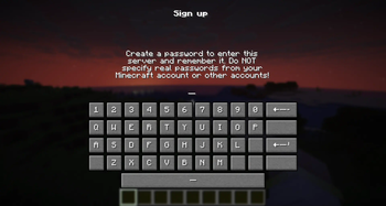 Sign up screen