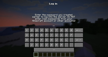Log in screen