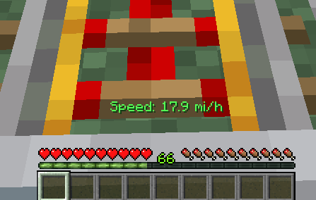 The speedometer set to mph mode in a minecart