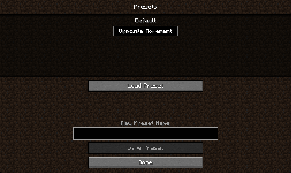 Presets Menu