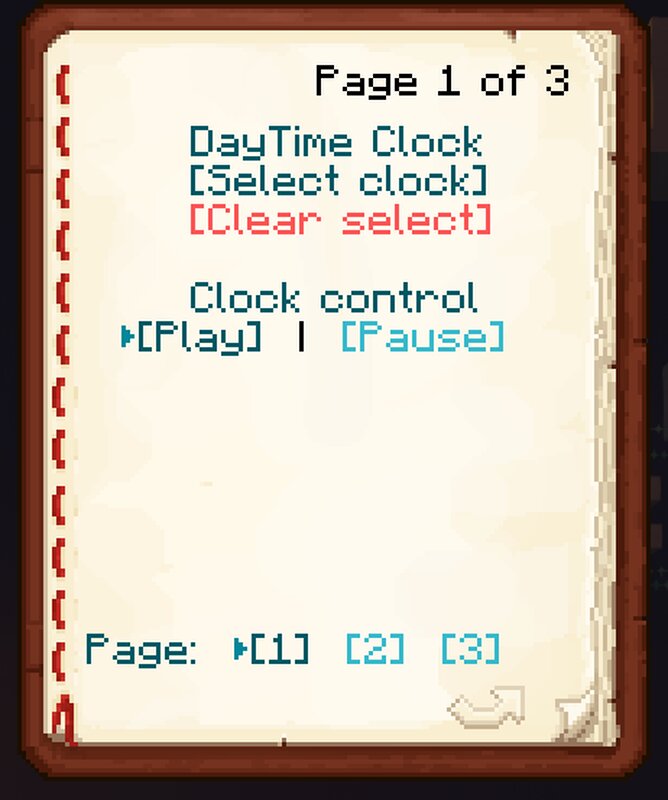 In-game clock settings menu