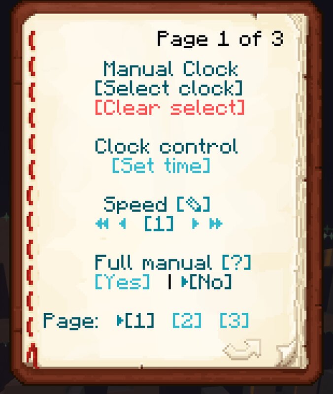 Manual clock settings menu