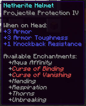 Netherite Helmet with Projectile Protection